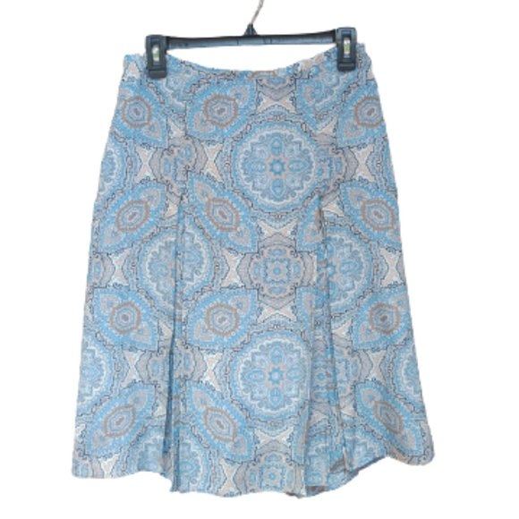 LOFT Dresses & Skirts - Ann Taylor LOFT 100% Silk Full Skirt Light Blue Print Paisley Damask Pleats